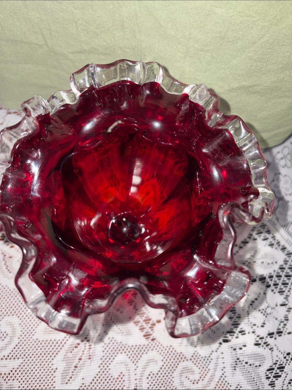 Fenton Ruby Red Glass Vase - - Picture 3 of 6